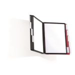 Bemutatótábla tartó, fali, 10 db bemutatótáblával, DURABLE "SHERPA WALL", piros