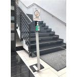 Kézfertőtlenítő állomás, információs táblával, DURABLE, ezüst