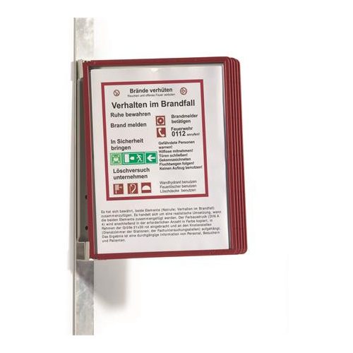 Bemutatótábla tartó, fali, mágneses, 5 db bemutatótáblával, DURABLE "VARIO® 5 MAGNET", piros