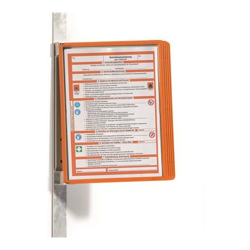 Bemutatótábla tartó, fali, mágneses, 5 db bemutatótáblával, DURABLE "VARIO® 5 MAGNET", narancssárga
