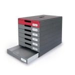 Irattároló, műanyag, 7 fiókos, DURABLE "Idealbox pro 7", piros