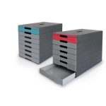 Irattároló, műanyag, 7 fiókos, DURABLE "Idealbox pro 7", piros