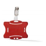 Azonosítókártya-tartó, 54x85 mm, csiptetővel, DURABLE, piros