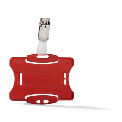 Azonosítókártya-tartó, 54x85 mm, csiptetővel, DURABLE, piros