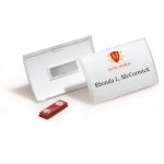 Névkitűző, mágneses, 54x90 mm, DURABLE "CLICK FOLD", áttetsző