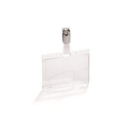   Azonosítókártya-tartó, nyitott, csíptetővel, átlátszó