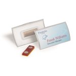 Névkitűző, mágnessel, elfordulásgátlóval, 75x40 mm, DURABLE "CLICK FOLD"