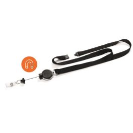   Azonosítókártya-tartó, kihúzható, patentos, nyakbaakasztóval, DURABLE "Extra Strong", fekete