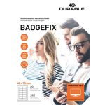 Névkitűző, textil, öntapadó, 40x75 mm, DURABLE "Badgefix", fehér