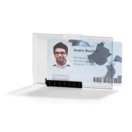   Azonosítókártya-tartó, 1 kártyához, zárt, DURABLE "PUSHBOX", áttetsző