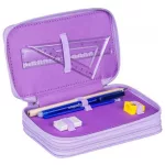 Tolltartó, töltött, 2 emeletes, cipzáras, "Gimboo Jumbo", virágok, lila