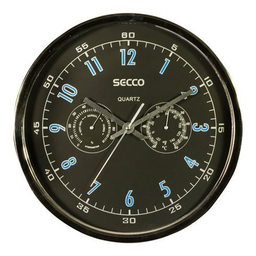 Falióra, 30,5 cm, páratartalom mérővel, hőmérővel SECCO, króm színű