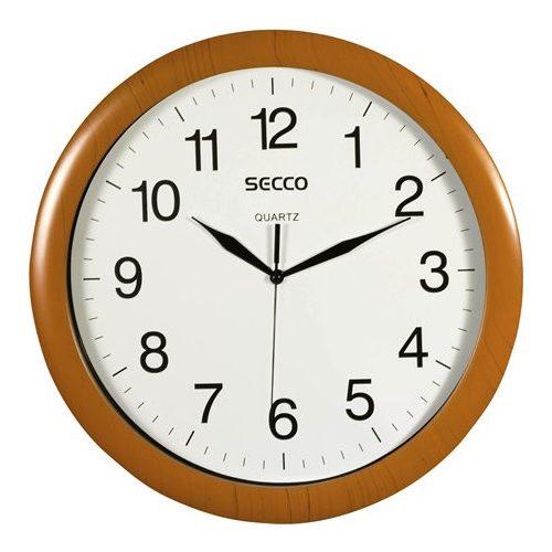 Falióra, 33 cm, SECCO "Sweep Second", fa hatású keret