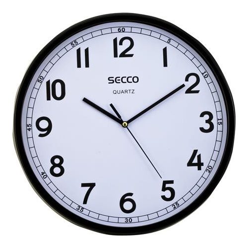 Falióra, 29,5 cm, fekete keretes, SECCO "Sweep second"