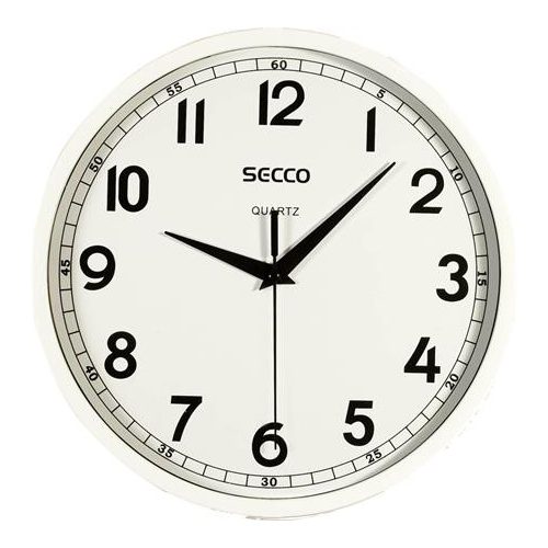 Falióra, 24,5 cm, SECCO, fényes fehér keret
