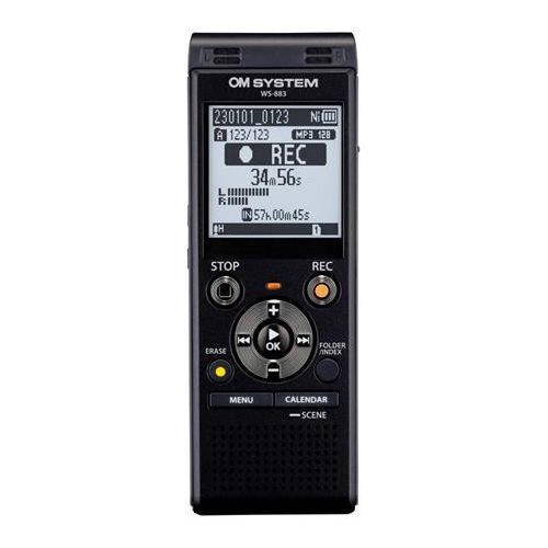 Diktafon, digitális, 8 GB memória, OM SYSTEM "WS-883", fekete
