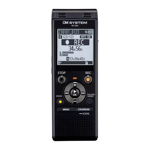 Diktafon, digitális, 8 GB memória, OM SYSTEM "WS-883", fekete