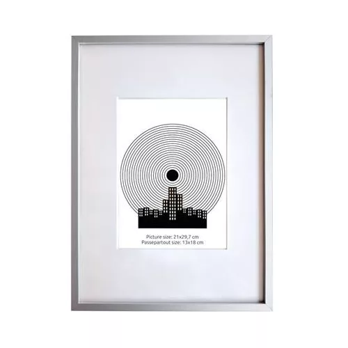 Képkeret, 21x29,7 cm, aluminium keret, "Fotoplus", ezüst