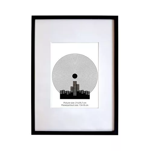Képkeret, 21x29,7 cm, aluminium keret, "Fotoplus", fekete