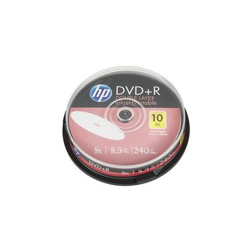 DVD+R lemez, nyomtatható, kétrétegű, 8,5GB, 8x, 10 db, hengeren, HP