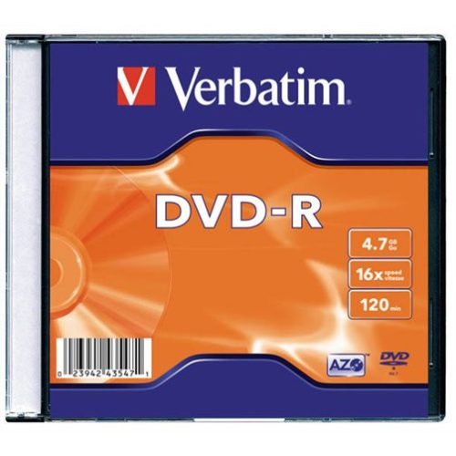 DVD-R lemez, AZO, 4,7GB, 16x, 1 db, vékony tok, VERBATIM