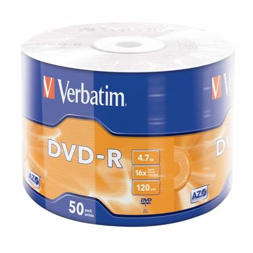 DVD-R lemez, 4,7GB, 16x, 50 db, zsugor csomagolás, VERBATIM