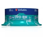 DVD-RW lemez, újraírható, 4,7GB, 4x, 25 db, hengeren, VERBATIM