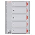 Regiszter, műanyag, A4, 1-5, ESSELTE, szürke