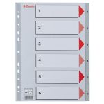 Regiszter, műanyag, A4, 1-6, ESSELTE, szürke