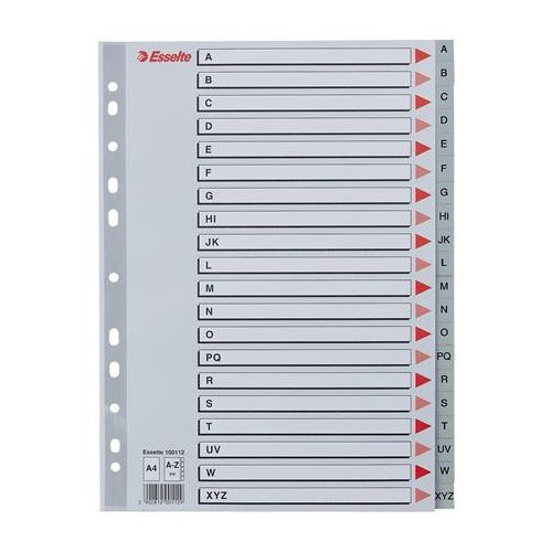 Regiszter, műanyag, A4, A-Z, ESSELTE, szürke