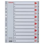 Regiszter, műanyag, A4 Maxi, 1-12, ESSELTE, szürke