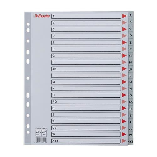 Regiszter, műanyag, A4 Maxi, A-Z, ESSELTE, szürke