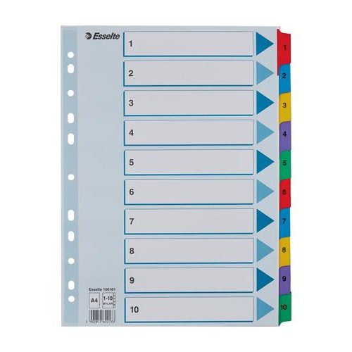 Regiszter, karton, A4, 1-10, ESSELTE "Mylar"