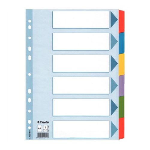 Regiszter, laminált karton, A4, 6 részes, ESSELTE "Mylar"
