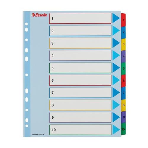 Regiszter, laminált karton, A4 Maxi, 1-10, újraírható, ESSELTE