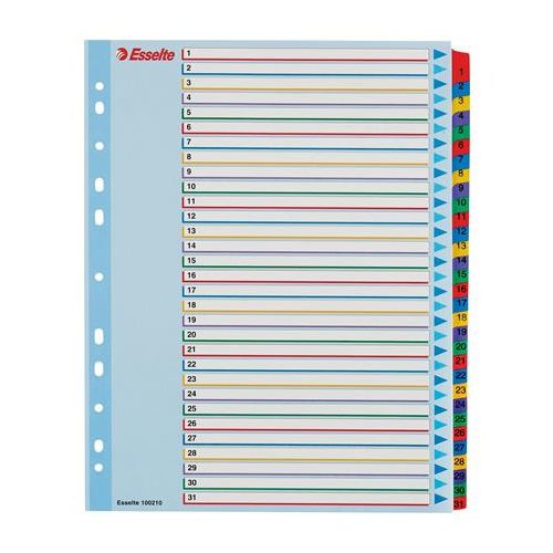 Regiszter, laminált karton, A4 Maxi, 1-31, újraírható, ESSELTE