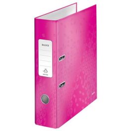   Iratrendező, 80 mm, A4, karton, LEITZ "180 Wow", rózsaszín