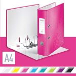 Iratrendező, 80 mm, A4, karton, LEITZ "180 Wow", rózsaszín