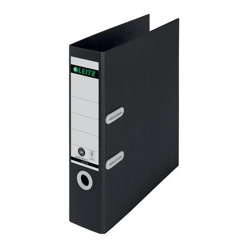 Iratrendező, 80 mm, A4, karton, újrahasznosított, LEITZ "180 Recycle", fekete
