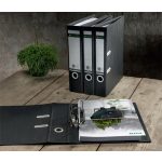 Iratrendező, 80 mm, A4, karton, újrahasznosított, LEITZ "180 Recycle", fekete