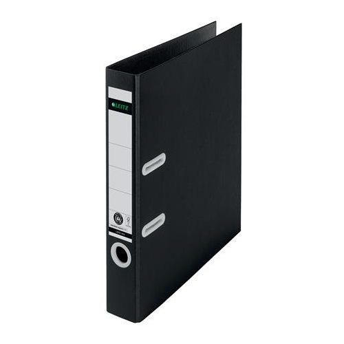 Iratrendező, 50 mm, A4, karton, újrahasznosított, LEITZ "180 Recycle", fekete