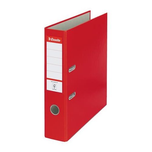 Iratrendező, 75 mm, A4, PP/karton, élvédő sínnel, ESSELTE "Economy", piros
