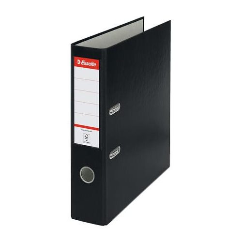 Iratrendező, 75 mm, A4, PP/karton, élvédő sínnel, ESSELTE "Economy", fekete