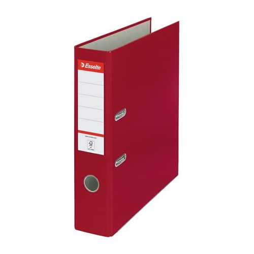 Iratrendező, 75 mm, A4, PP/karton, élvédő sínnel, ESSELTE "Economy", bordó