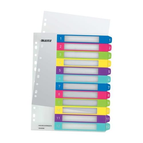 Regiszter, műanyag, A4 Maxi, 1-12, LEITZ "Wow"