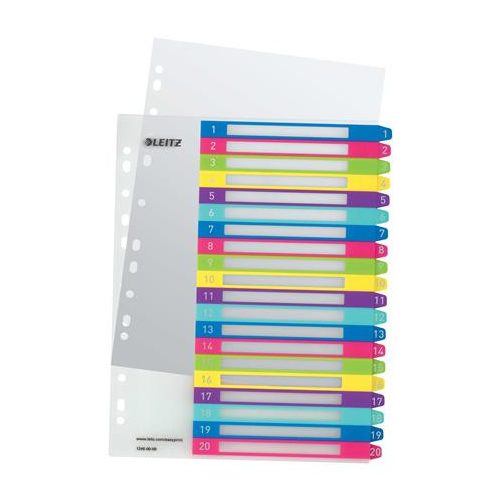 Regiszter, műanyag, A4 Maxi, 1-20, LEITZ "Wow"