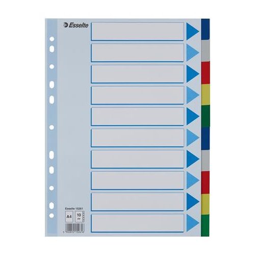 Regiszter, műanyag, A4, 10 részes, ESSELTE