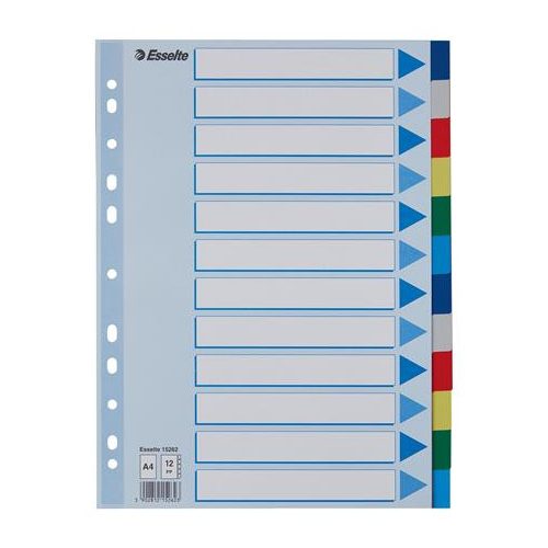 Regiszter, műanyag, A4, 12 részes, ESSELTE