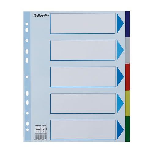 Regiszter, műanyag, A4 Maxi, 5 részes, ESSELTE