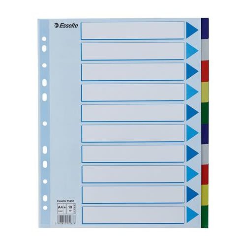 Regiszter, műanyag, A4 Maxi, 10 részes, ESSELTE